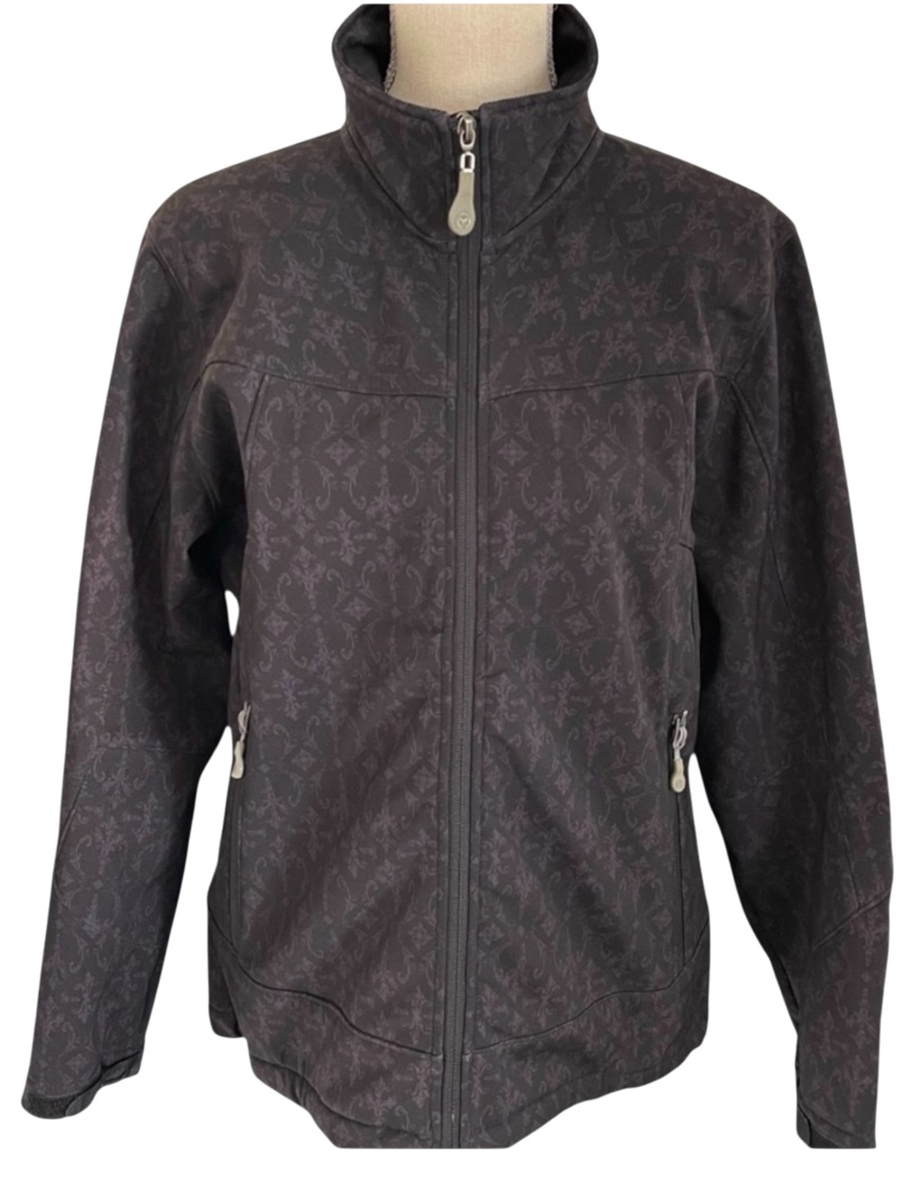 Mole Mystic Black Wallpaper Print Soft Shell Zip-Up Jacket (L)